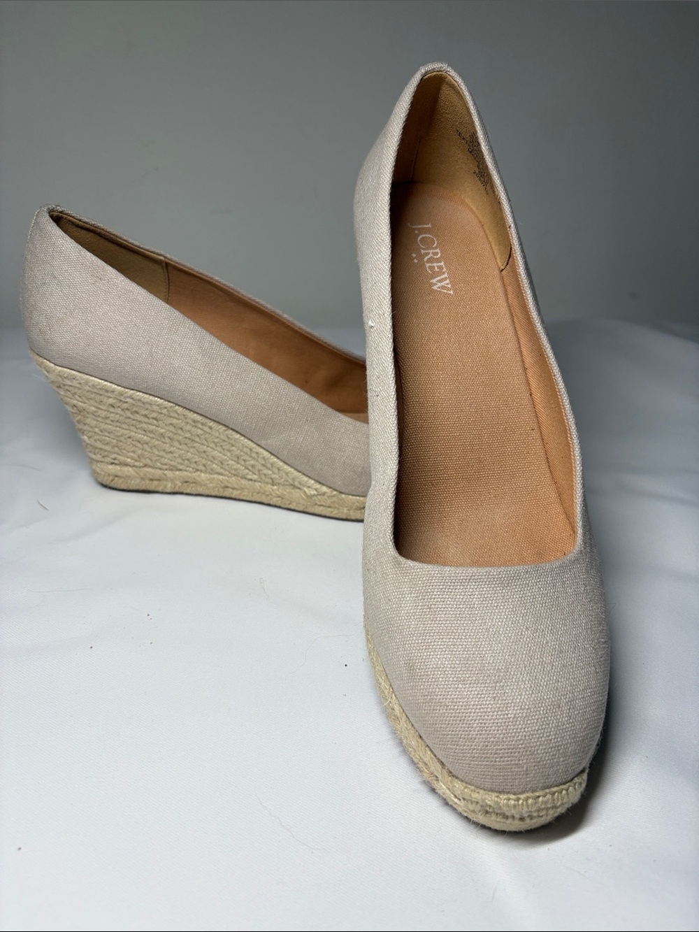 J. Crew Tan Wedge Textile Espadrilles Size 9